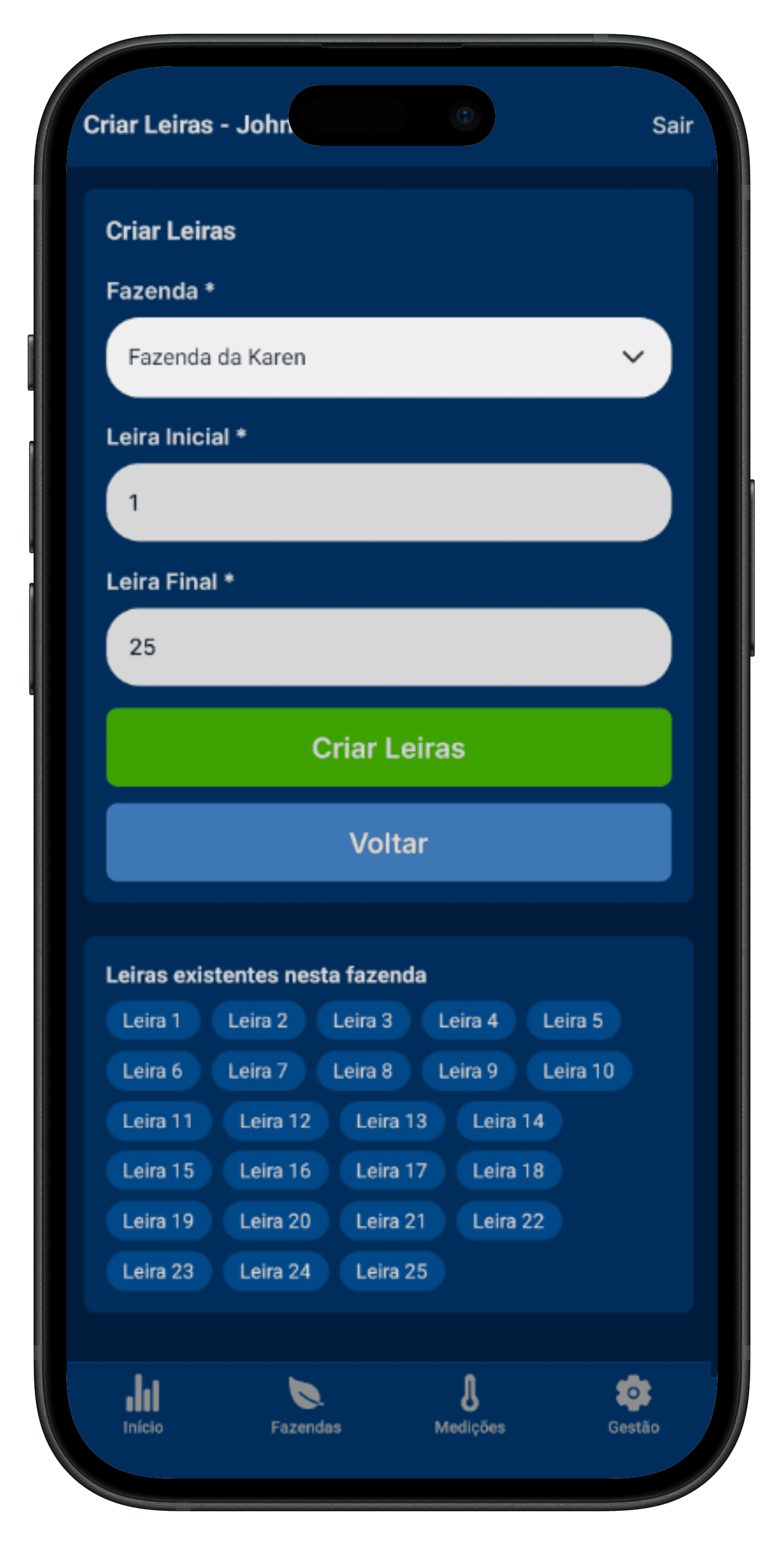 Create leiras (DEV) mockup — dark theme