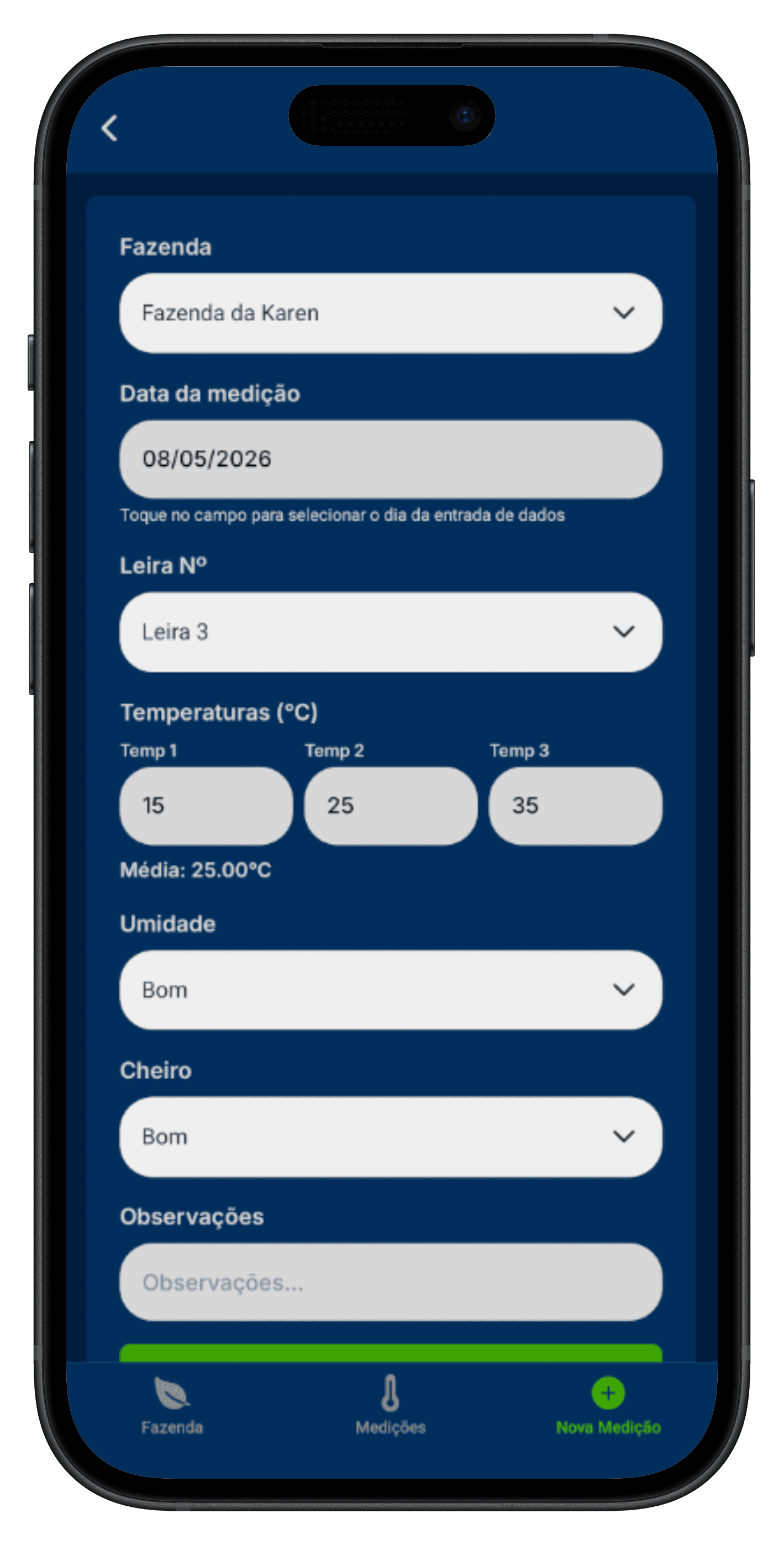New measurement (USER) mockup — dark theme