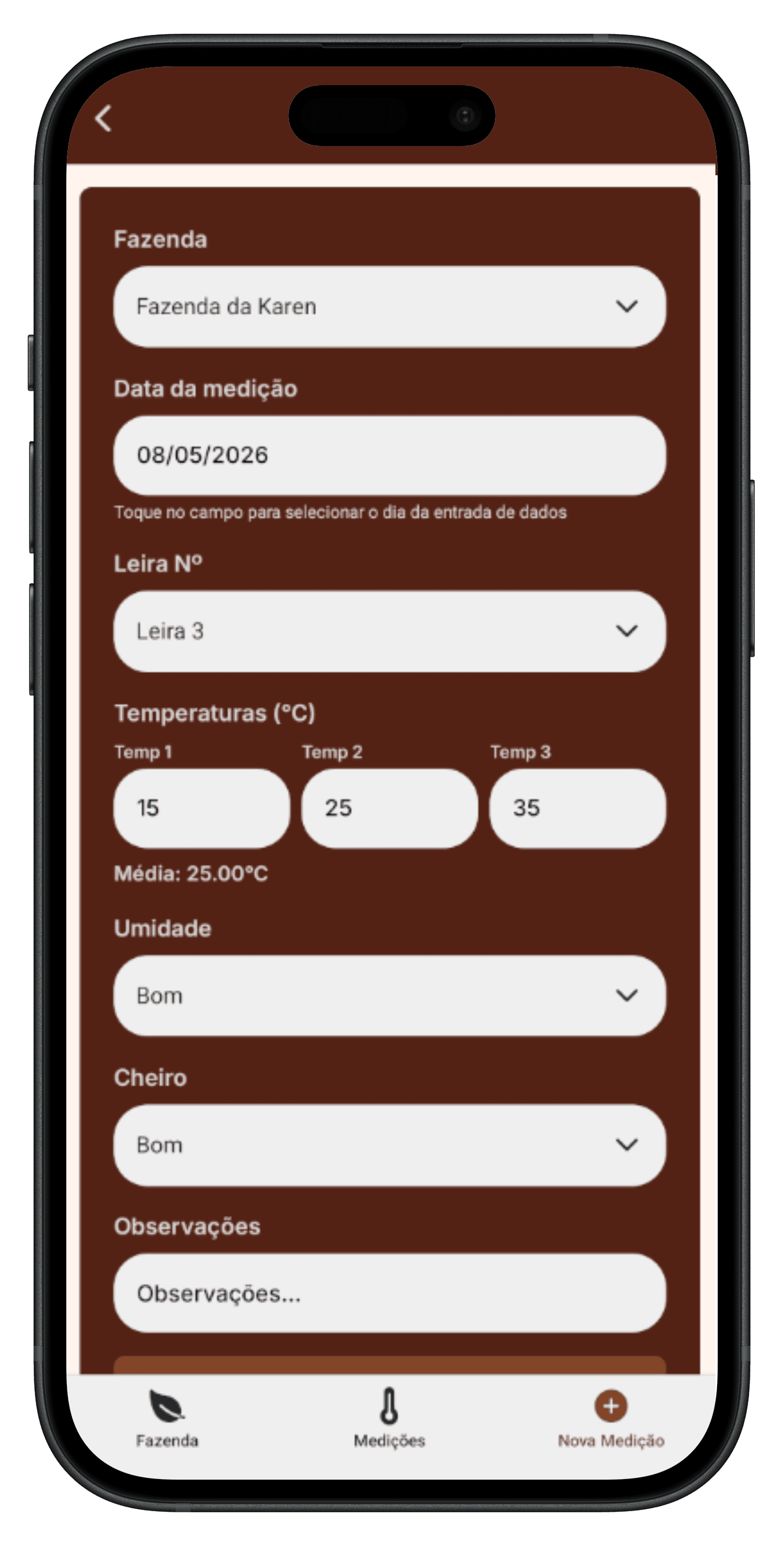 New measurement (USER) mockup — light theme