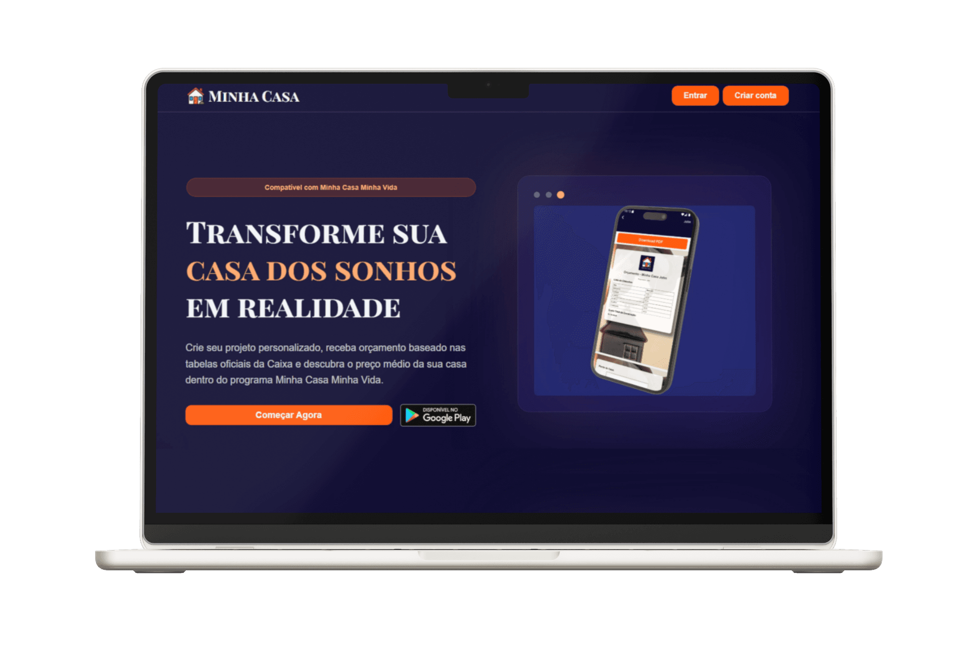 Minha Casa web landing page